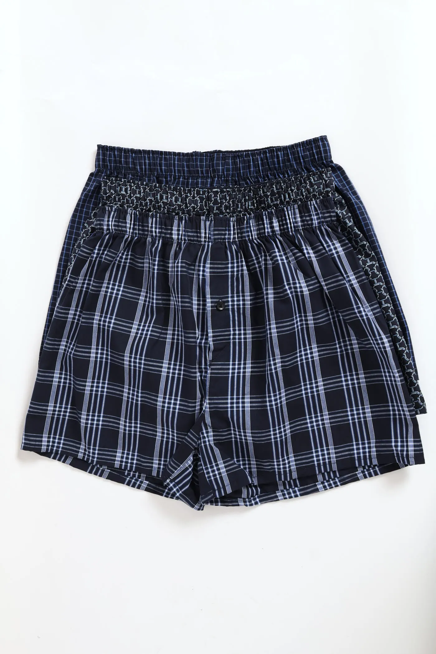 3 Pack Check Design Boxers - Blue sold by Edgars