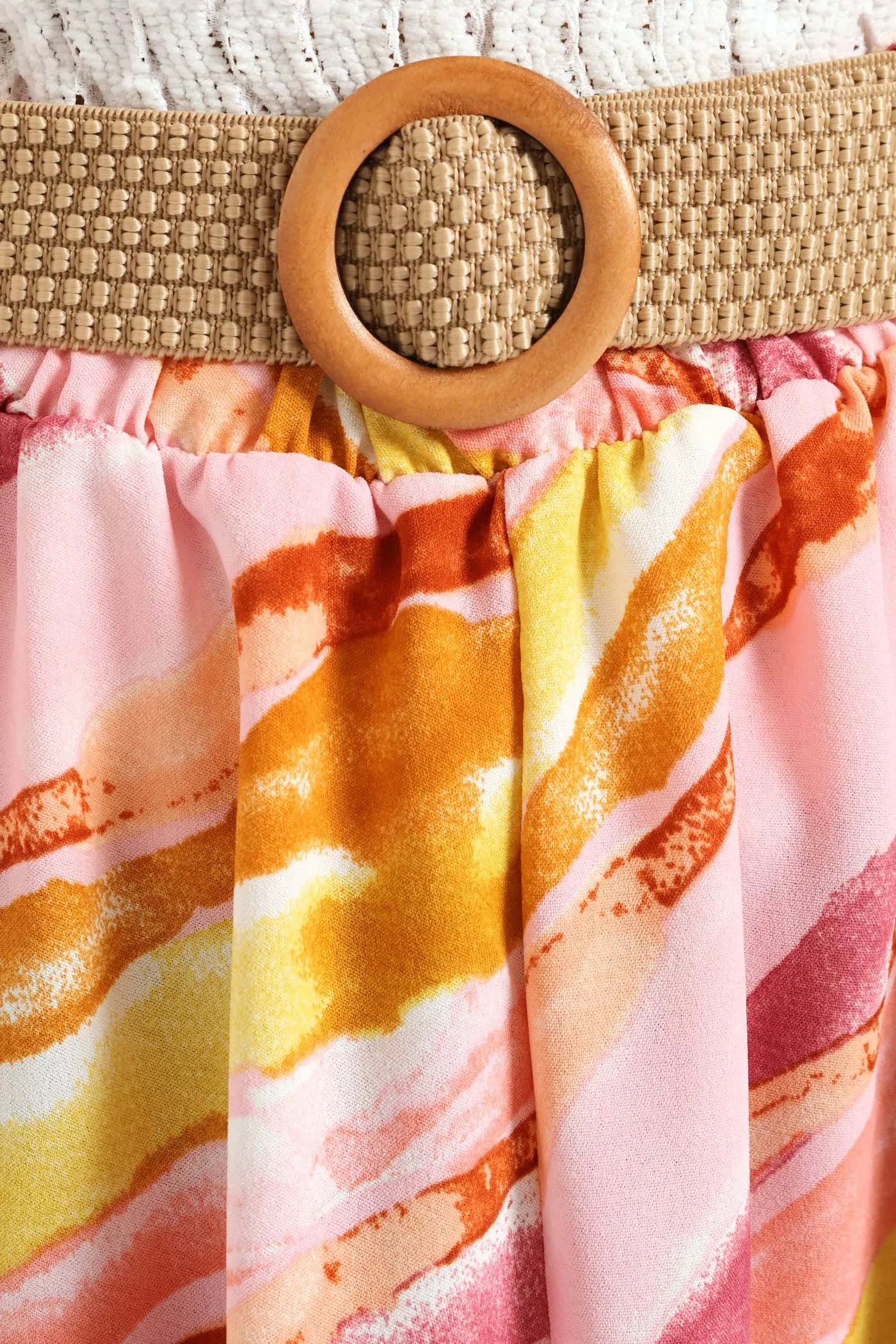 Rafia Belted Pleated Tie-Dye Midi Skirt - Blush sold by Edgars product image thumbnail 2