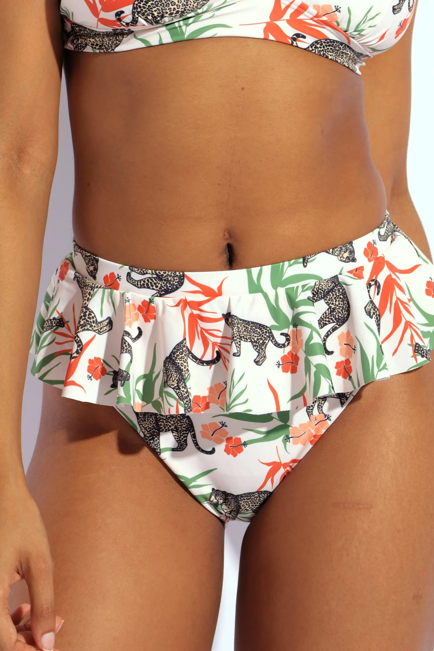 High Waist Cheetah Print Frill Bikini Bottom - Multi sold by Edgars