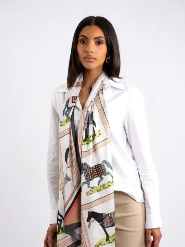 Horse Silk Touch Scarf - Pink sold by Edgars