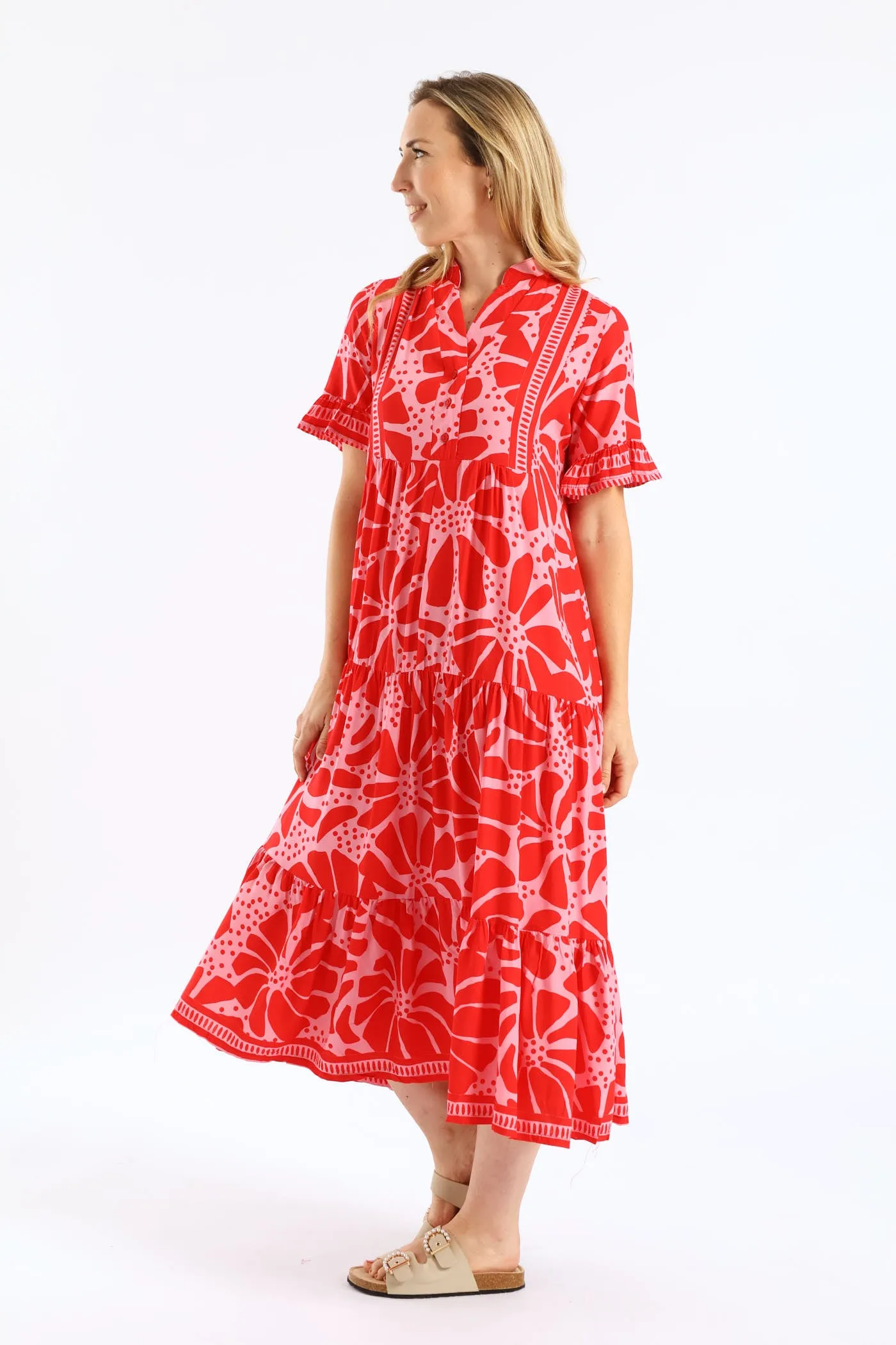 Floral Border Print Midaxi Dress - Red/Pink sold by Edgars product image thumbnail 3