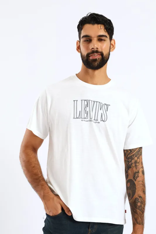Relaxed Fit Rope Serif Logo Tee - White sold by Edgars
