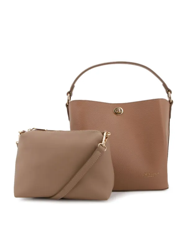 Bucket Bag With Inner Pouch - Tan made by Pierre Cardin