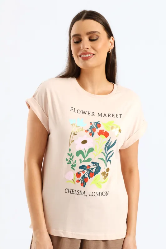 Flower Market Muscle Tee - Blush sold by Edgars