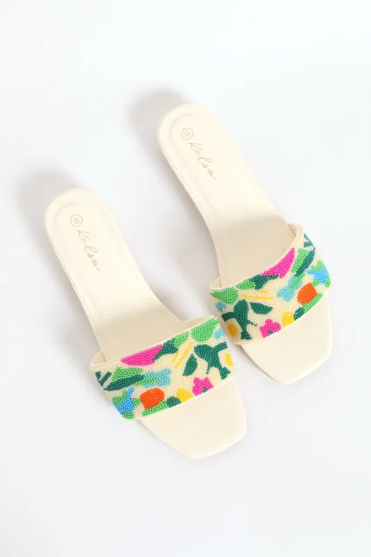 Beaded Sandal On Low Block Heel - Multi sold by Edgars