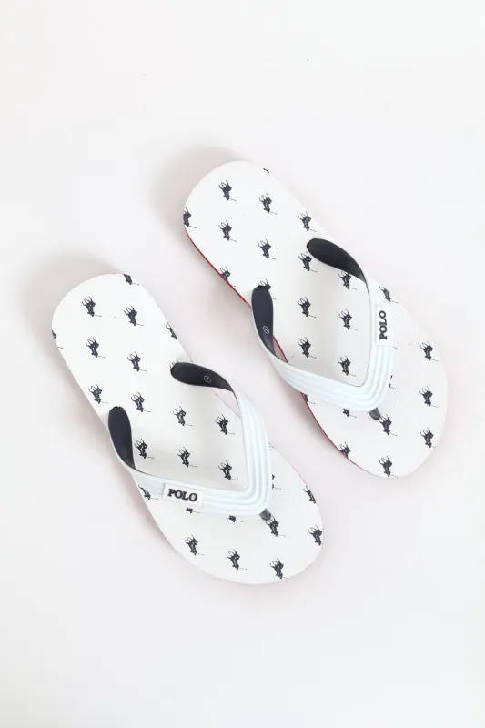 Monogram Flip Flop - White/Navy sold by Edgars