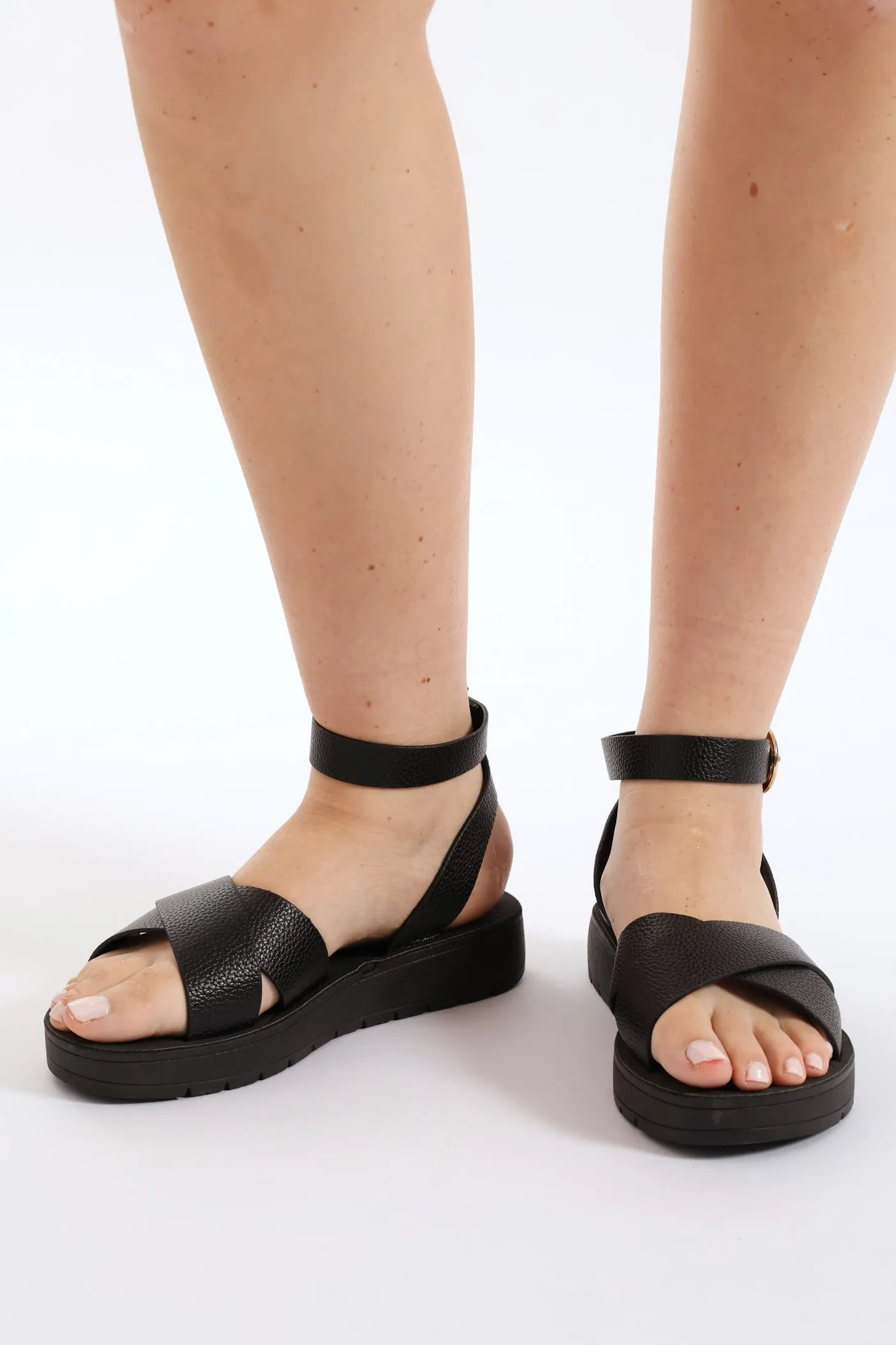 Crosstrap Sandal With Ankle Buckle On Comfort Outsole - Black sold by Edgars product image thumbnail 3