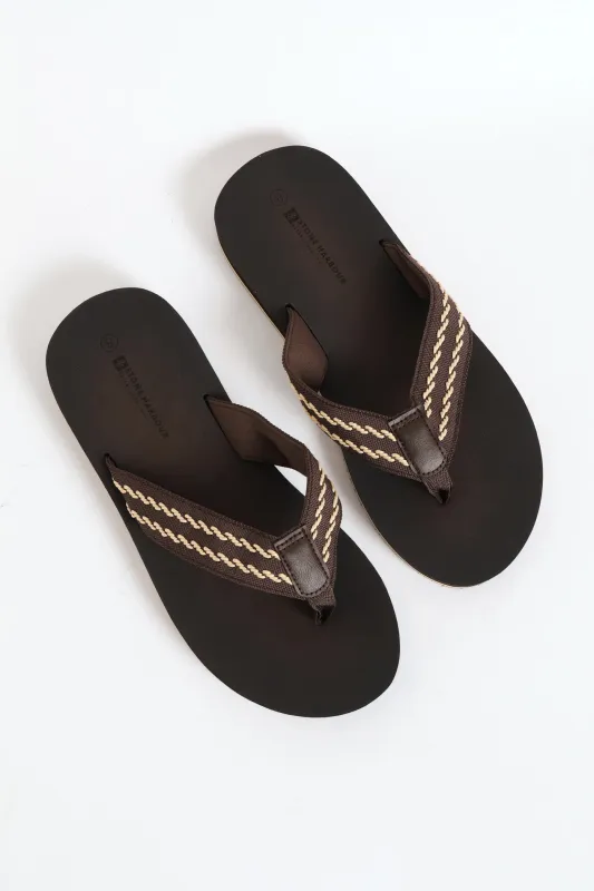 Webbed Upper Wide Vamp Sandal - Chocolate sold by Edgars