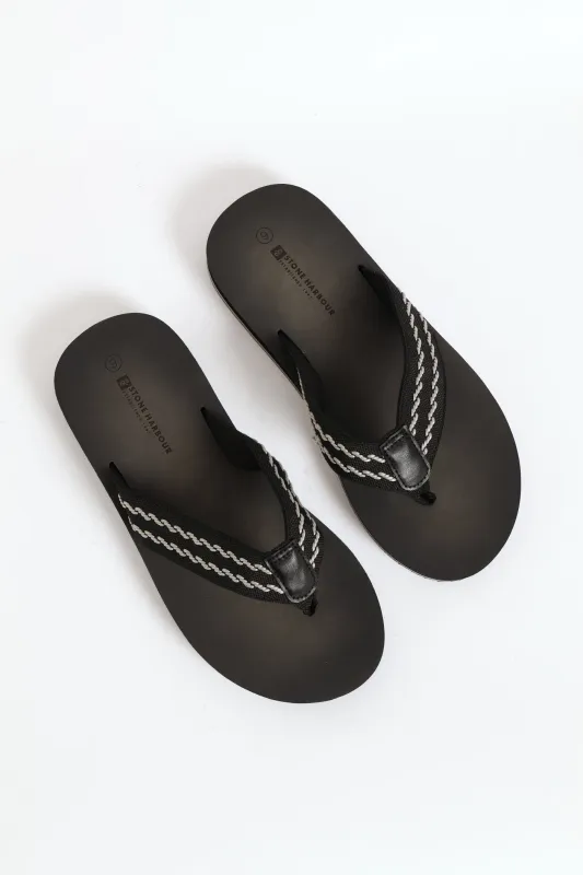 Webbed Upper Wide Vamp Sandal - Black/Grey sold by Edgars