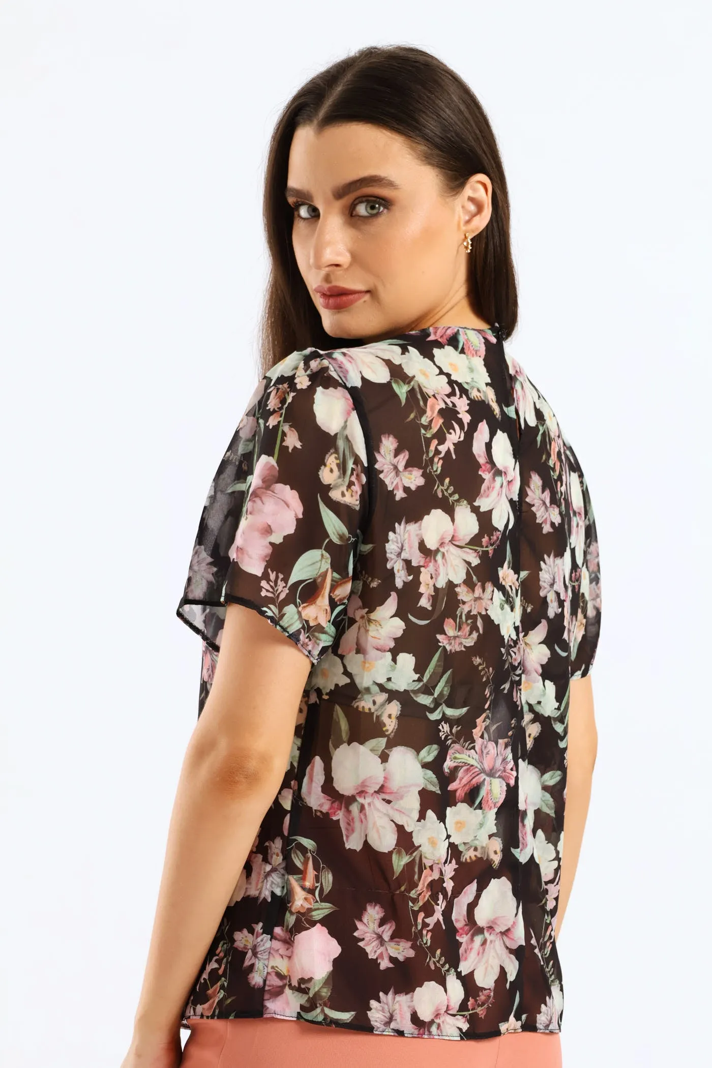 Pleat Neck Flutter Sleeve Blouse - Black sold by Edgars product image thumbnail 4