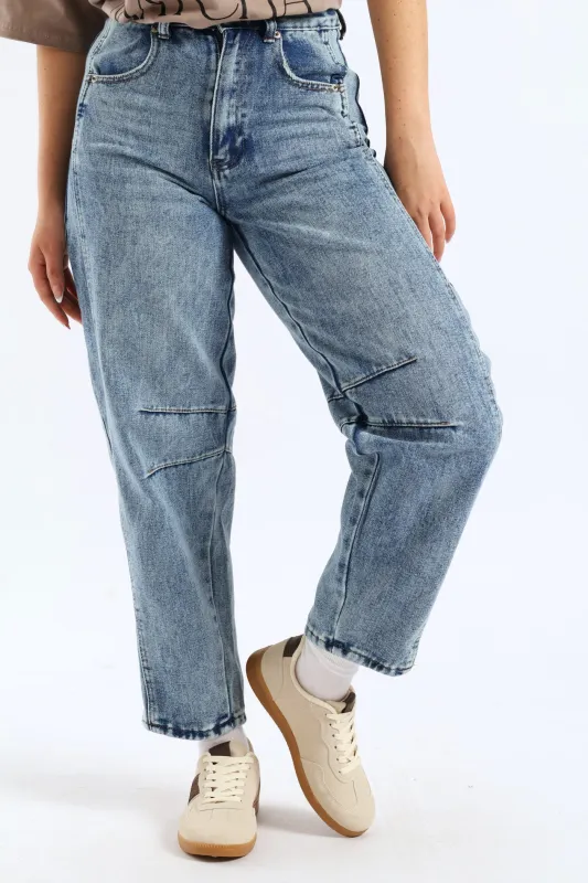Panel Barrel Jean - Mid Blue sold by Edgars