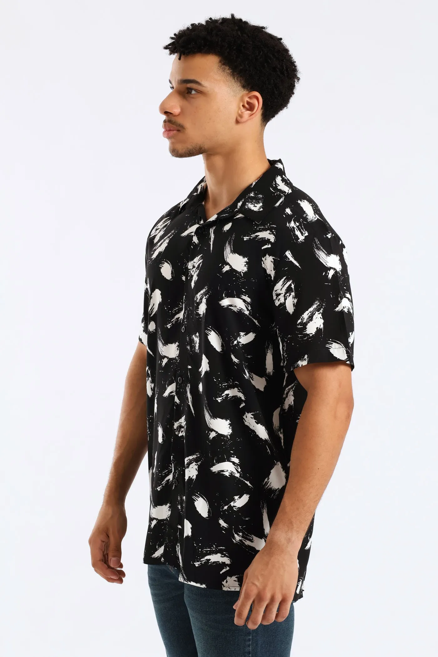 Splash Viscose Print Shirt - Black sold by Edgars product image thumbnail 3