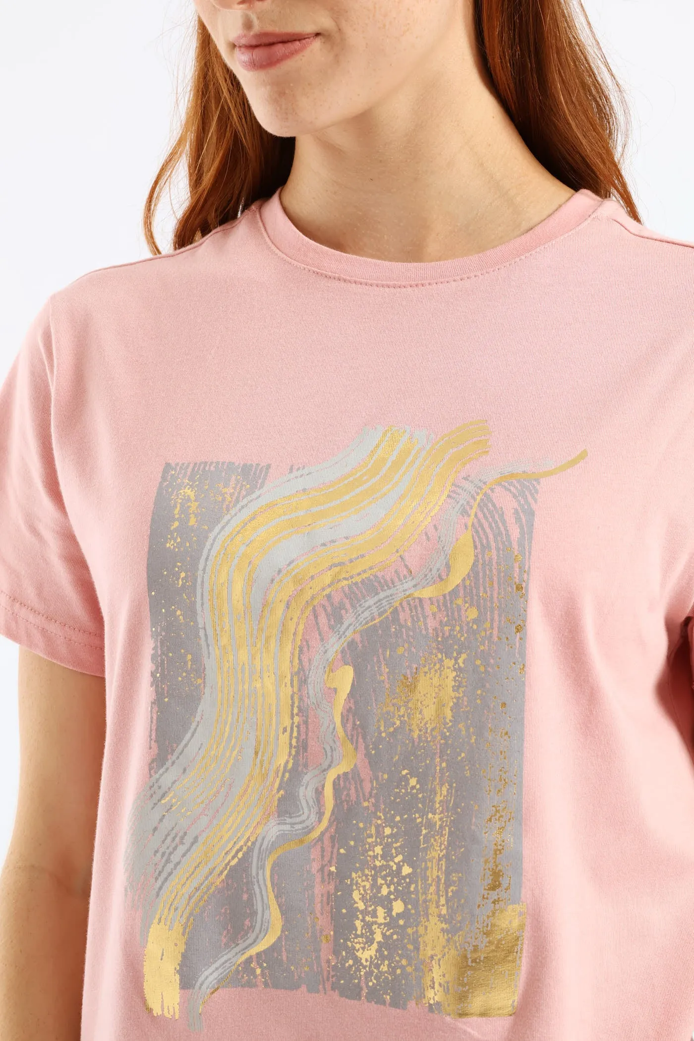 Abstract Foil Brushstrokes Tee - Dusty Pink sold by Edgars product image thumbnail 2