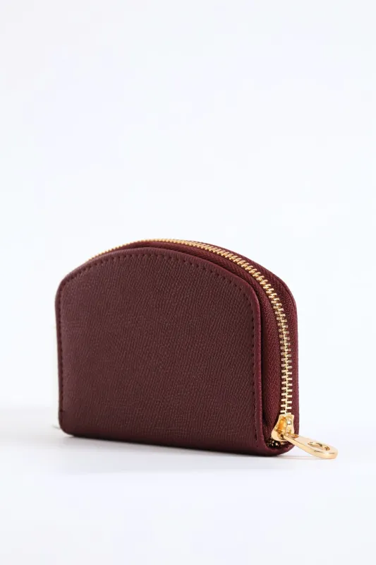 Curved Zip Around Purse - Burgundy made by Edgars