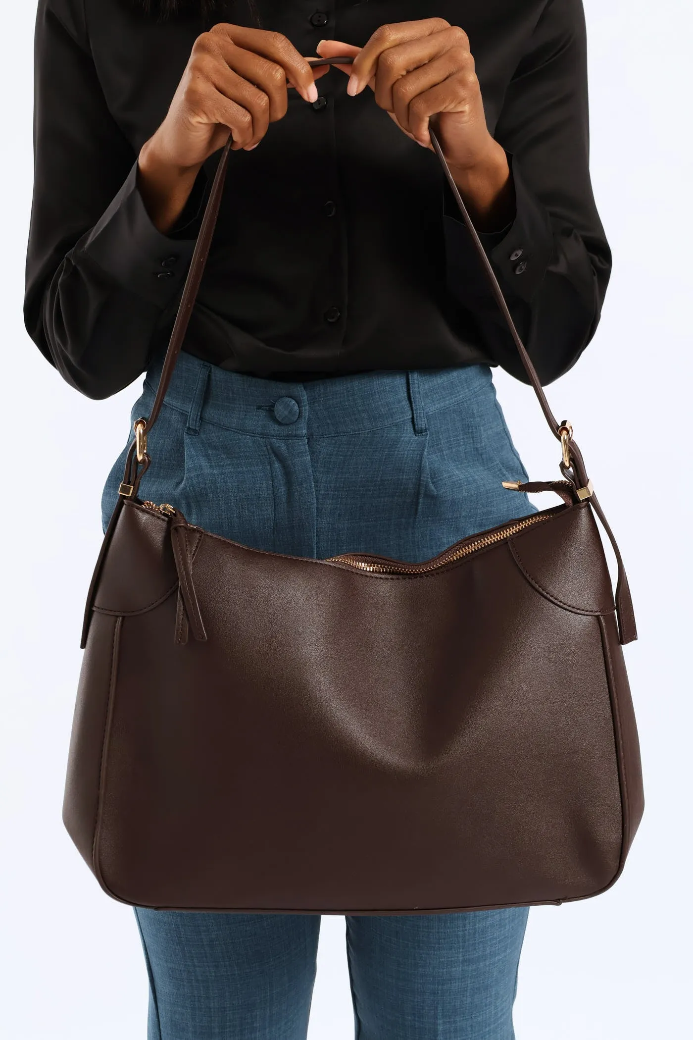 Buckle Detail Shoulder Bag - Chocolate sold by Edgars product image thumbnail 4