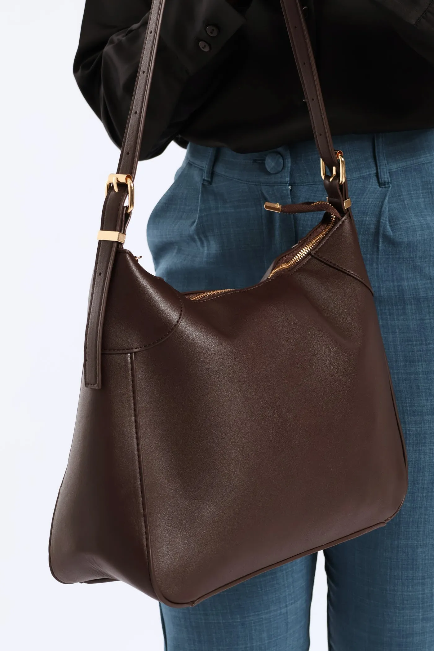 Buckle Detail Shoulder Bag - Chocolate sold by Edgars product image thumbnail 5