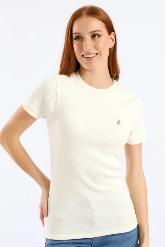Lucy Ribbed T-Shirt - Off White sold by Edgars