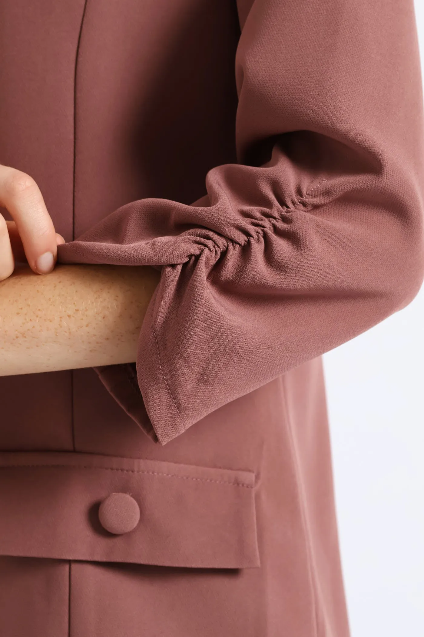 Ruched Sleeve Pocket Button Blazer - Mauve sold by Edgars product image thumbnail 2