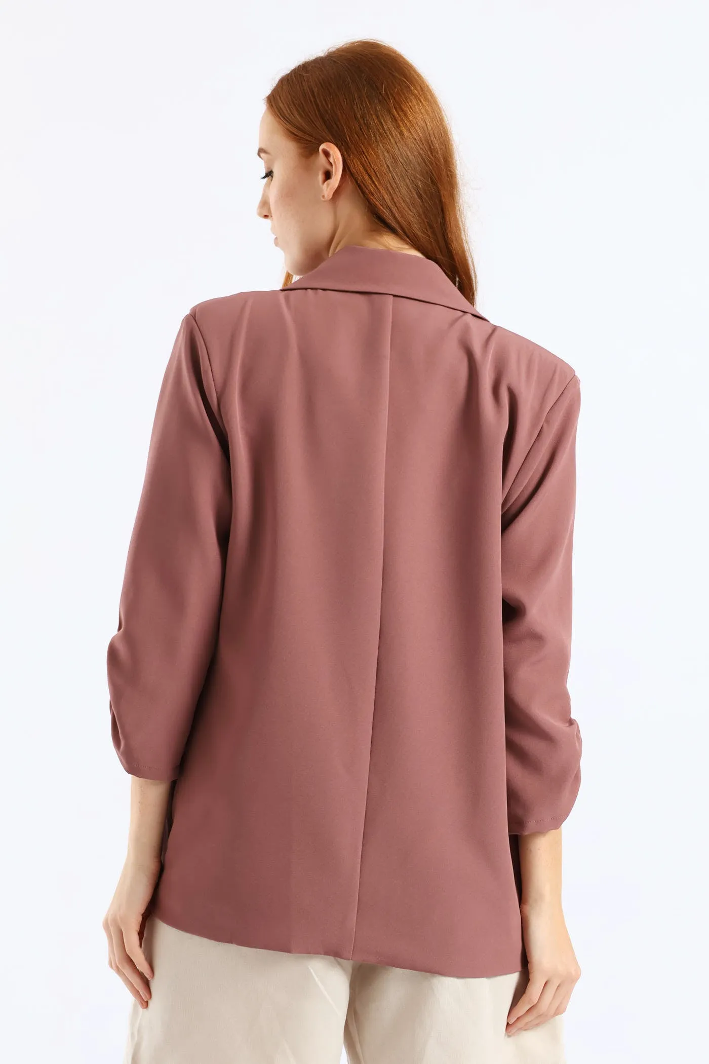Ruched Sleeve Pocket Button Blazer - Mauve sold by Edgars product image thumbnail 4