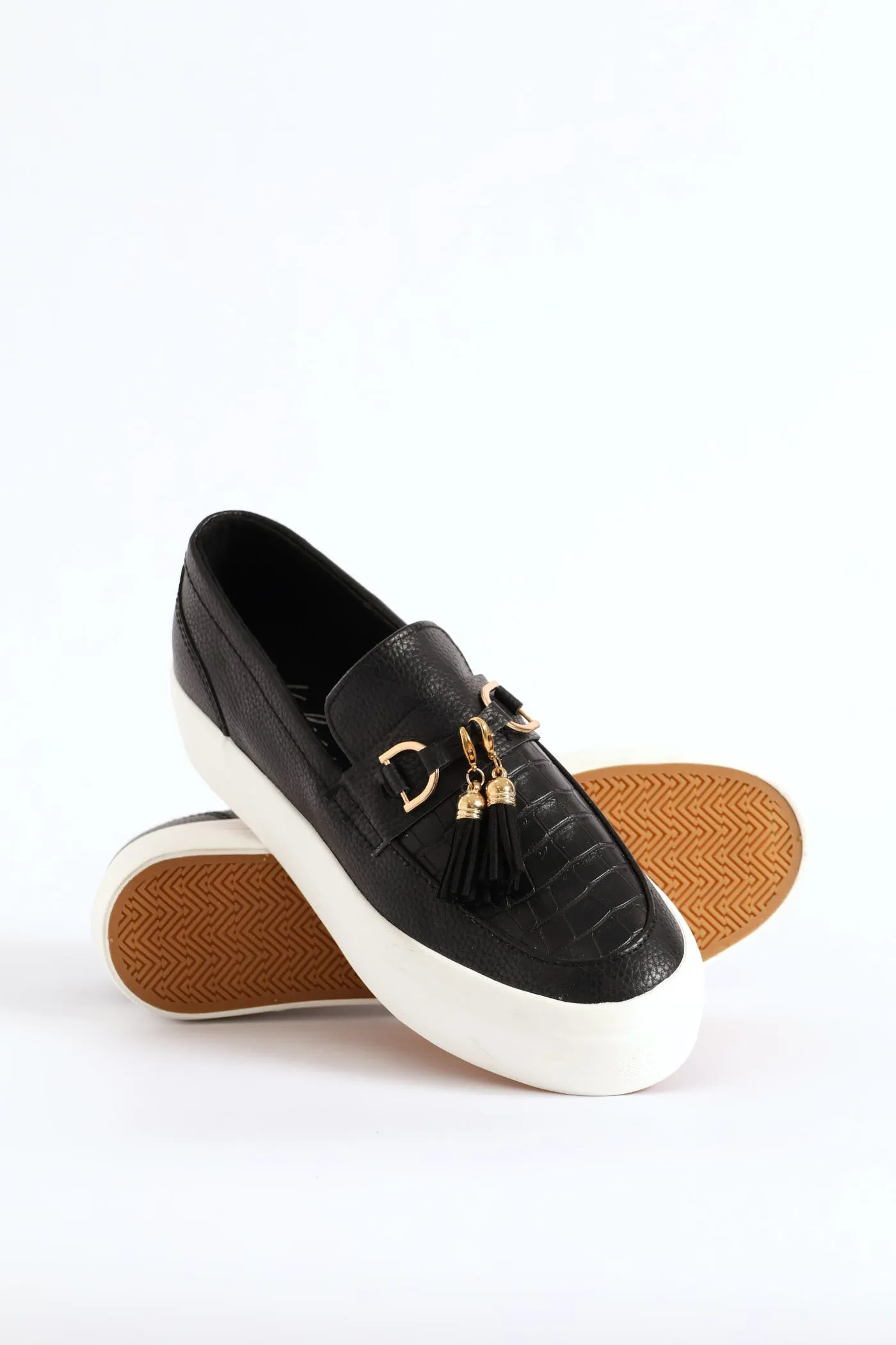 Penny Mock Slip On Sneaker With Detachable Tassels - Black sold by Edgars