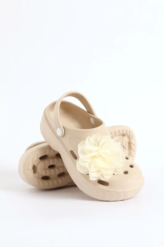 Floral Detail Bumper Clog - Stone sold by Edgars