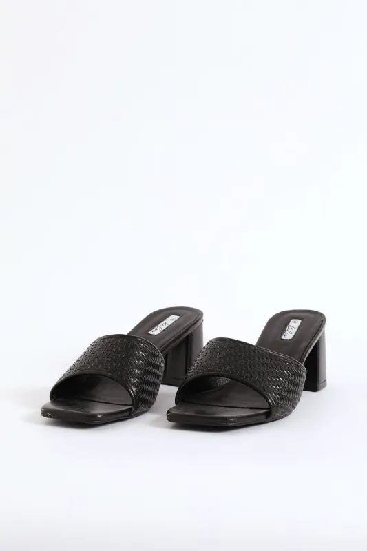 Weave Band Mule Heel - Black sold by Edgars