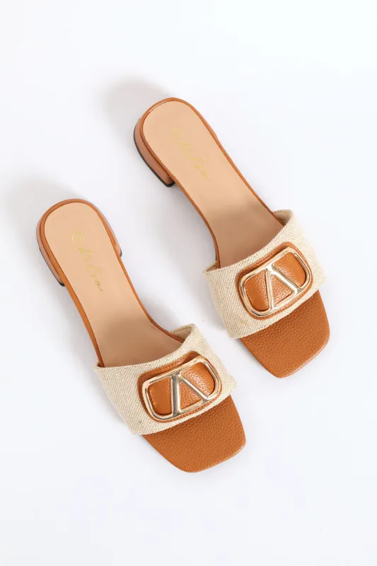 Trim Detailed Single Band On Block Heel - Tan sold by Edgars