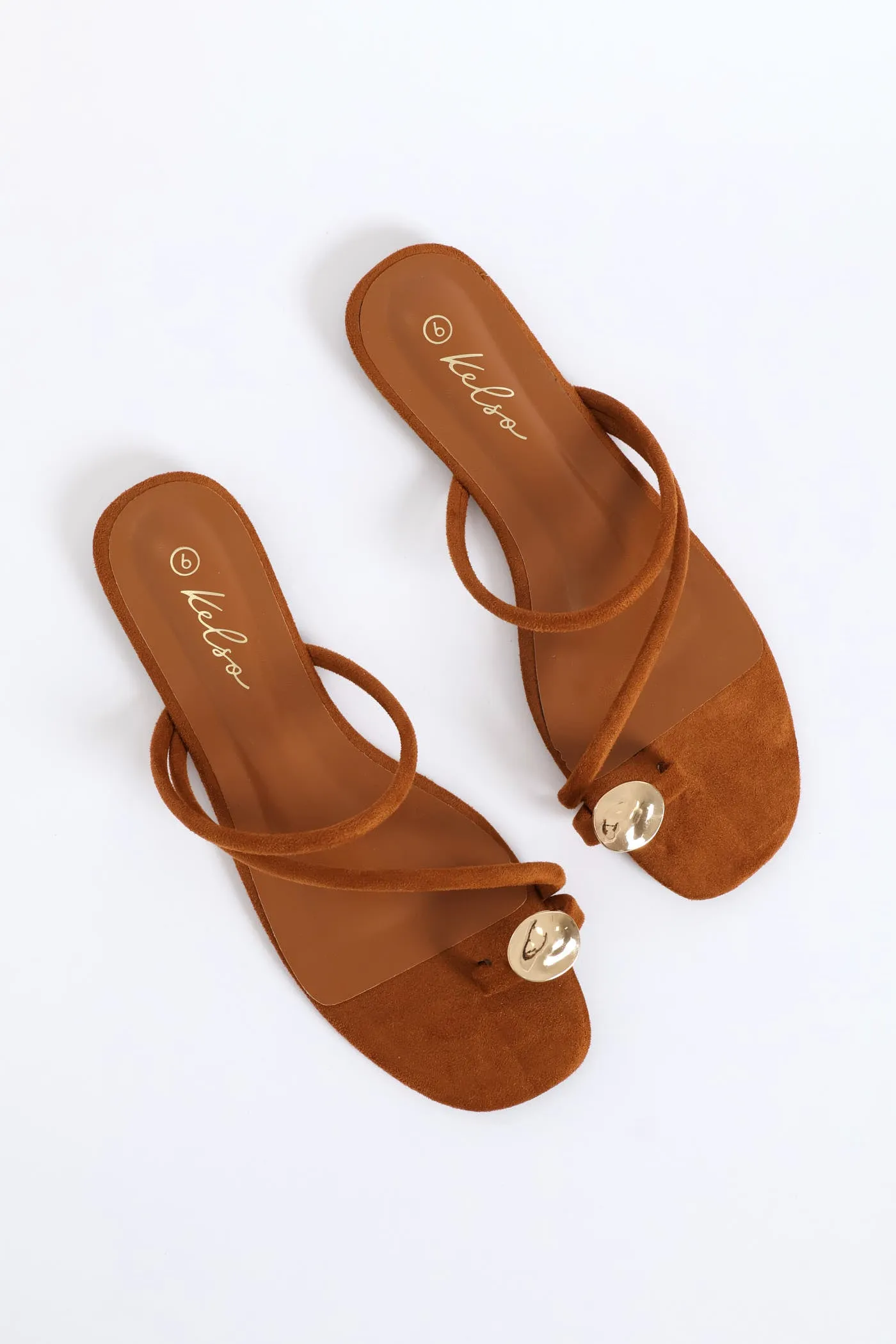 Metal Circle Trim Basic Toe Post Mule Sandal - Chocolate sold by Edgars