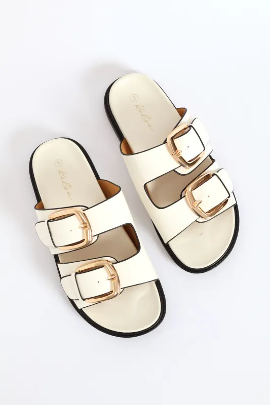 Classic Gold Double Buckle Slide - Off White sold by Edgars