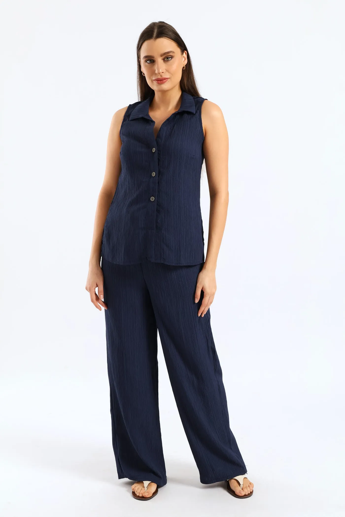 Crinkle Collared Shirt - Navy sold by Edgars product image thumbnail 2