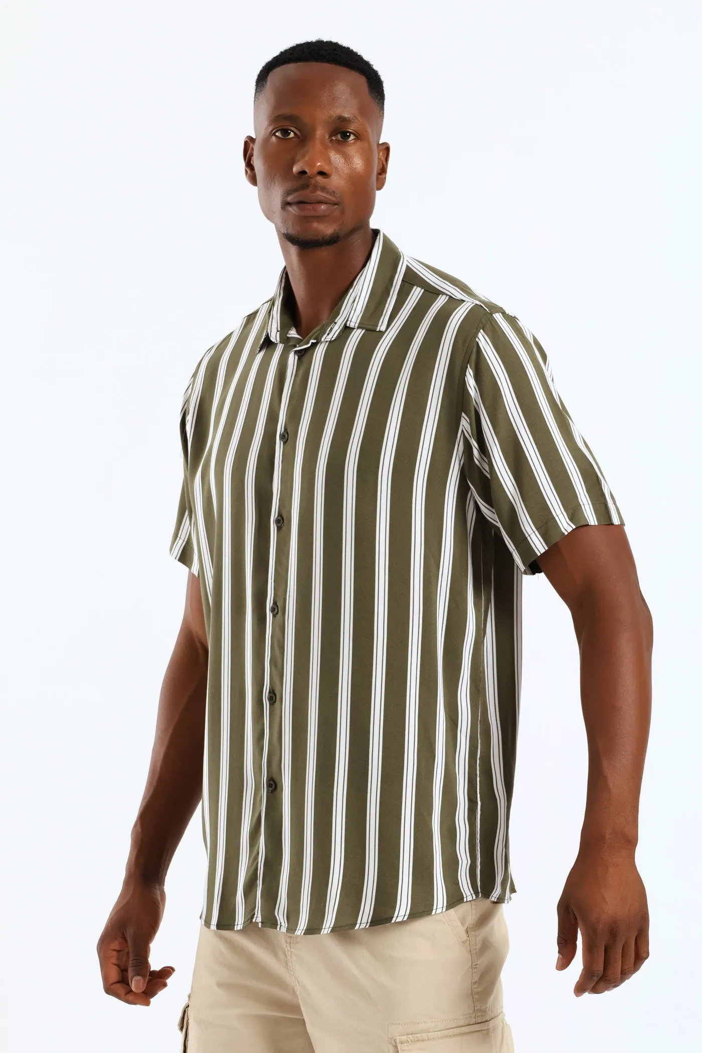 Viscose Stripe Shirt - Olive sold by Edgars product image thumbnail 3
