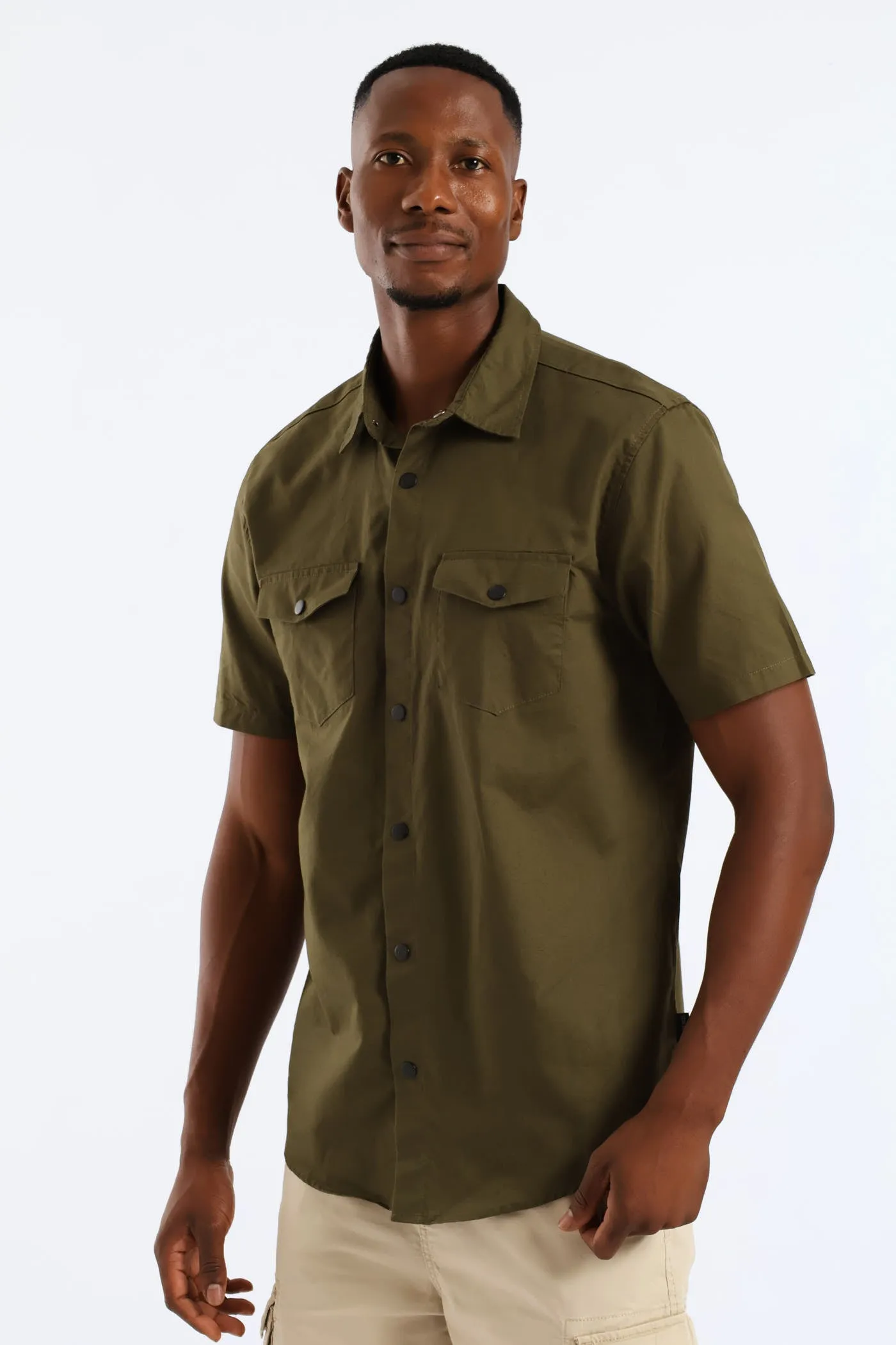 Flap Pocket Washed Oxford Shirt - Olive sold by Edgars product image thumbnail 4