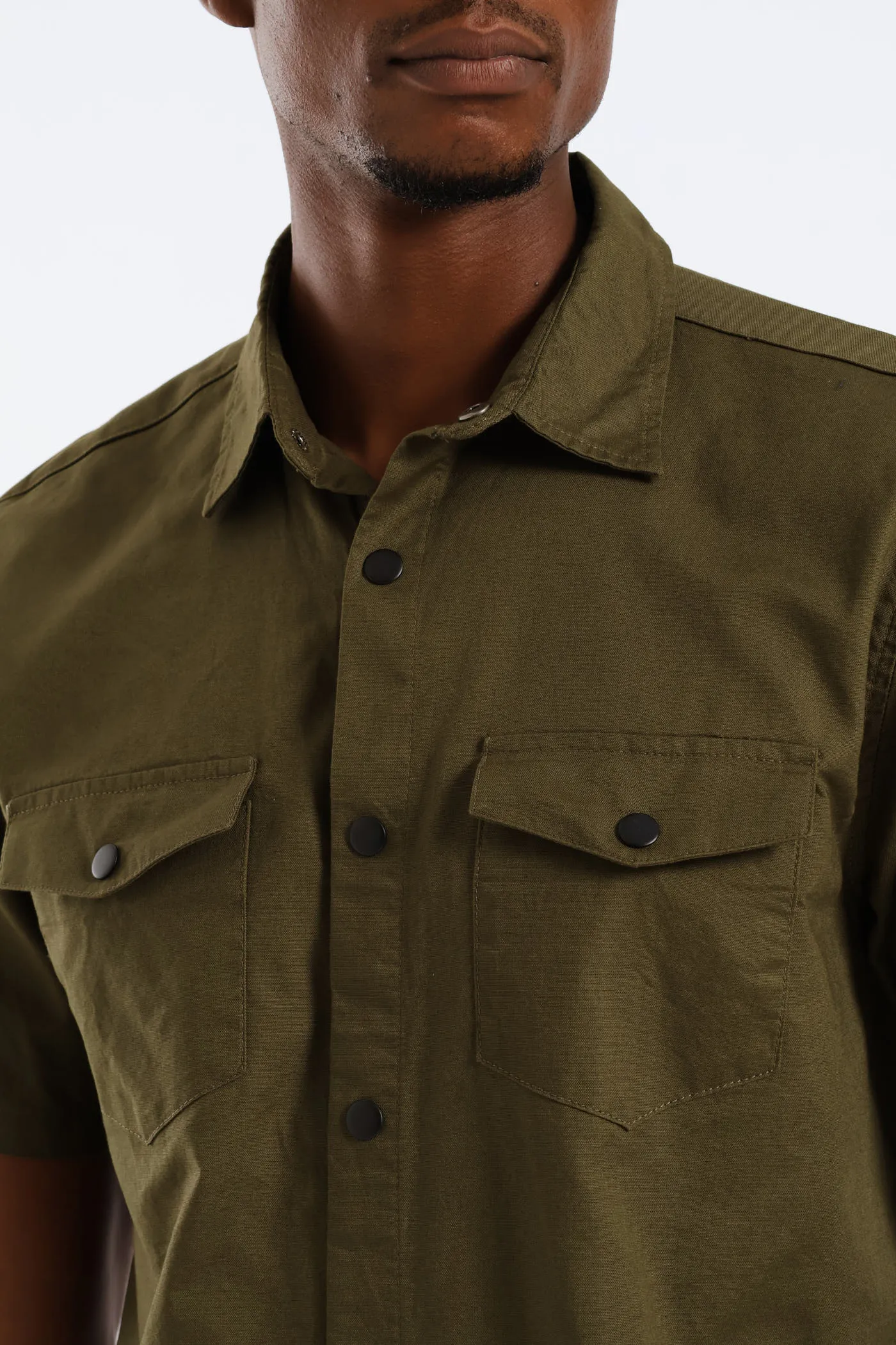 Flap Pocket Washed Oxford Shirt - Olive sold by Edgars product image thumbnail 3