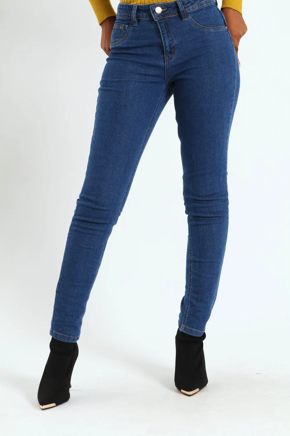 Regular Rise Push-Up Skinny Denim - Dark Wash sold by Edgars
