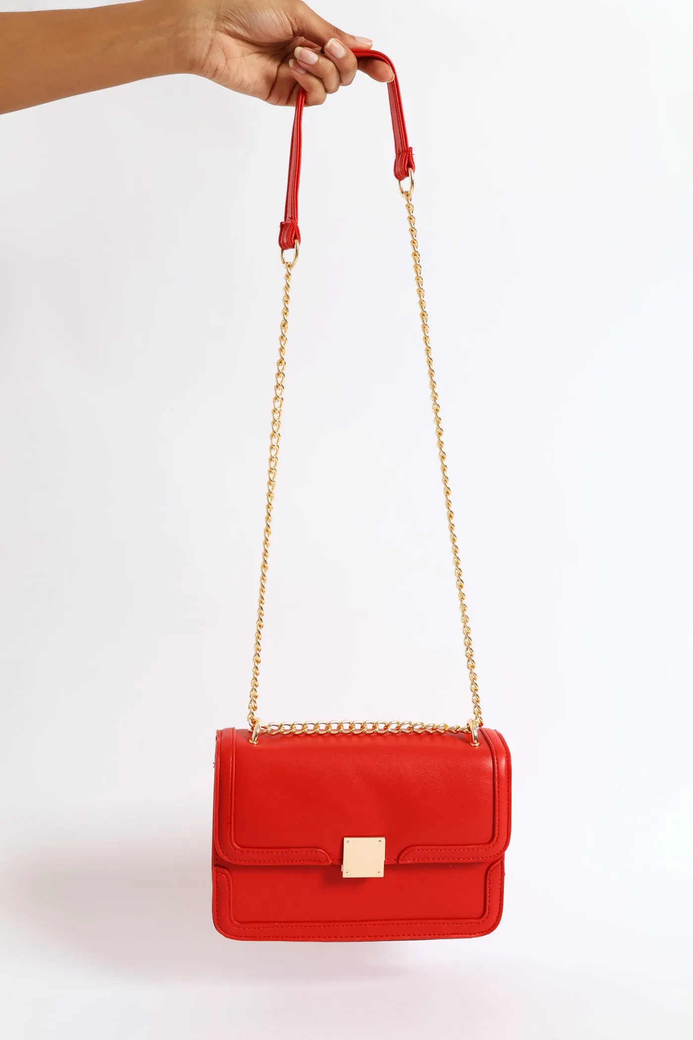 Gold Clasp & Chain Satchel Bag - Red sold by Edgars product image thumbnail 5