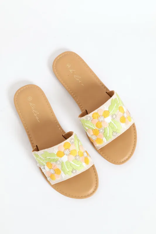 Floral Embroidery Single Band Mule Sandal - Multi sold by Edgars