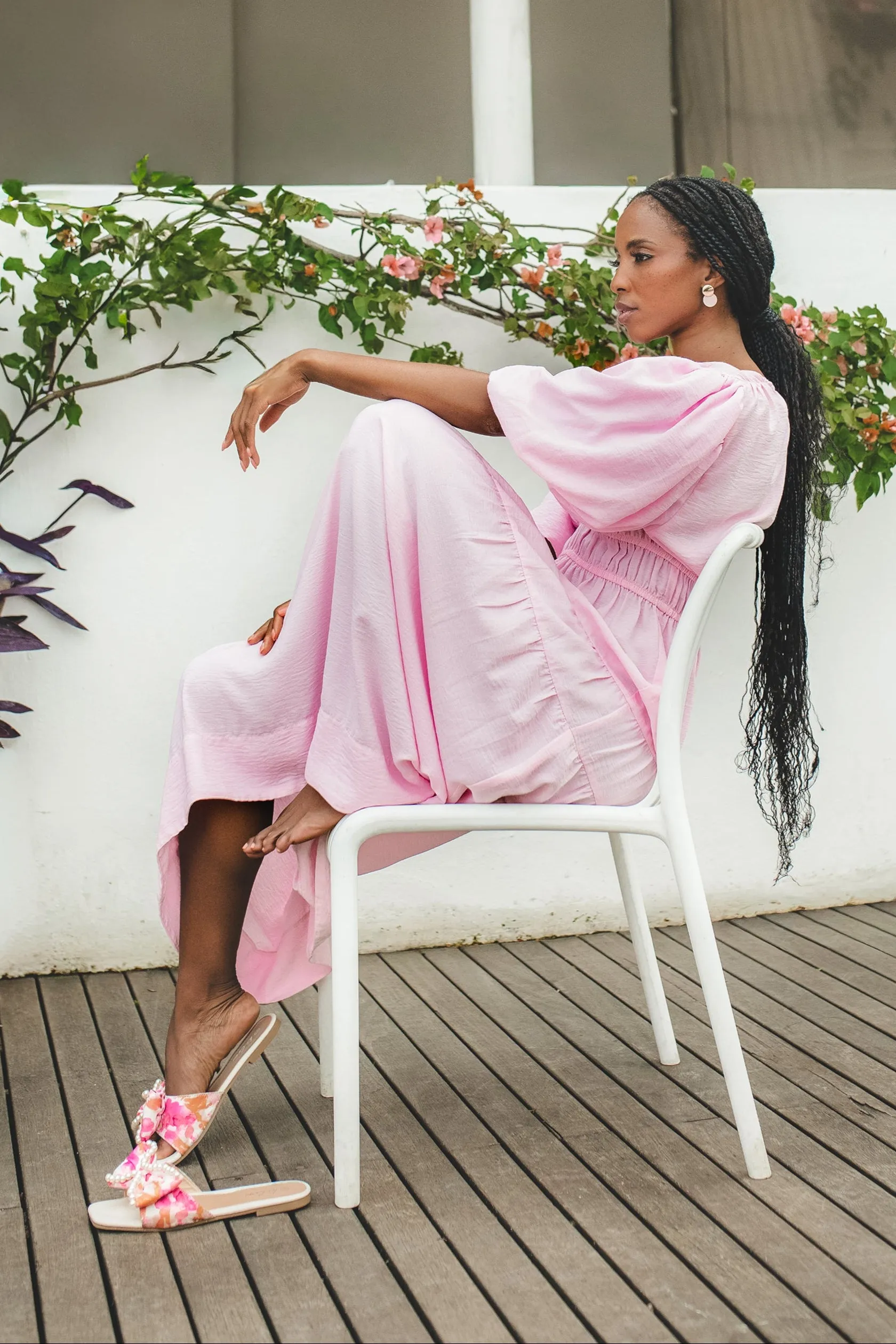 Bubble Sleeve V-Neck Tiered Midaxi Dress - Ice Pink sold by Edgars product image thumbnail 4