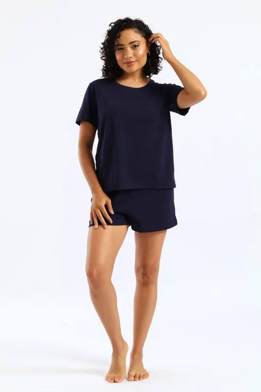 Knit Short Sleep Set - Navy sold by Edgars
