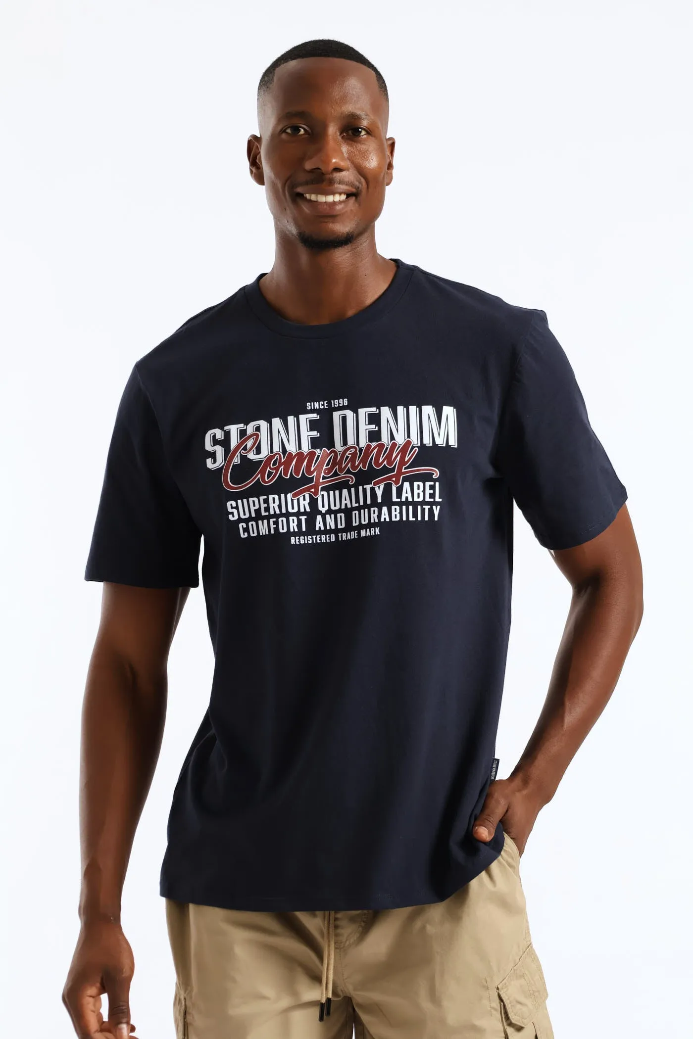 Superior Quality Label Tee - Navy sold by Edgars