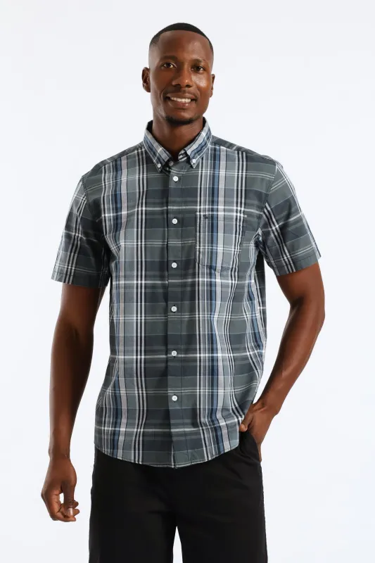 Check Button Down Shirt - Teal sold by Edgars