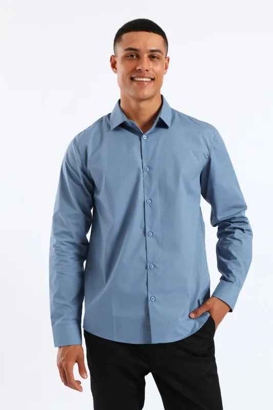 Easy Care Long Sleeve Shirt - Mid Blue sold by Edgars