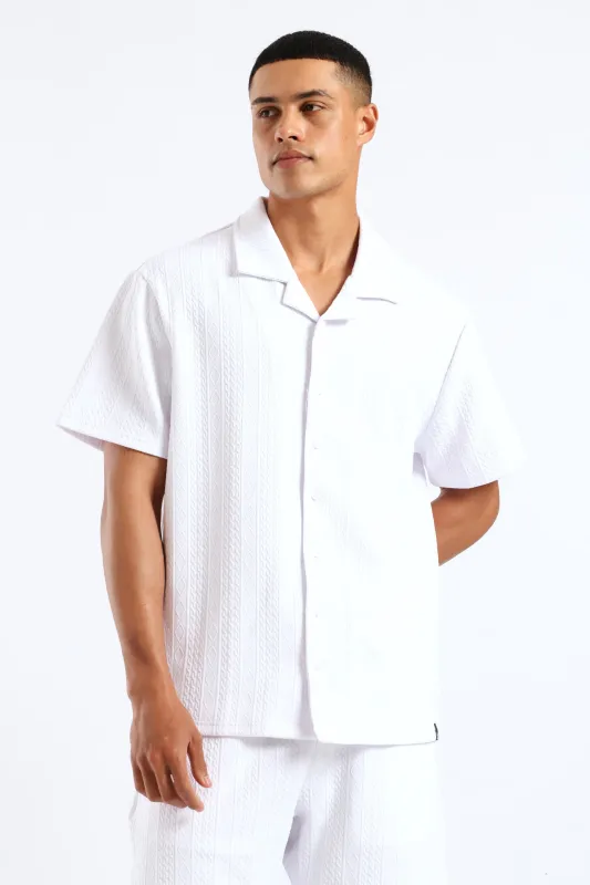Textured Cable Shirt - White sold by Edgars