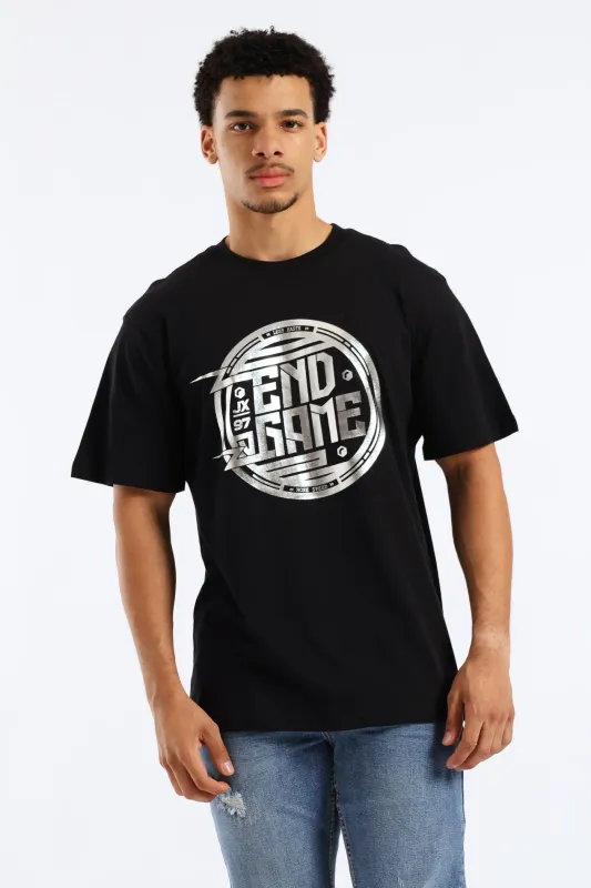 Gunmetal Foil Print Tee - Black sold by Edgars