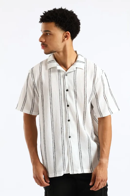 Stripe Crinkle Shirt - White sold by Edgars