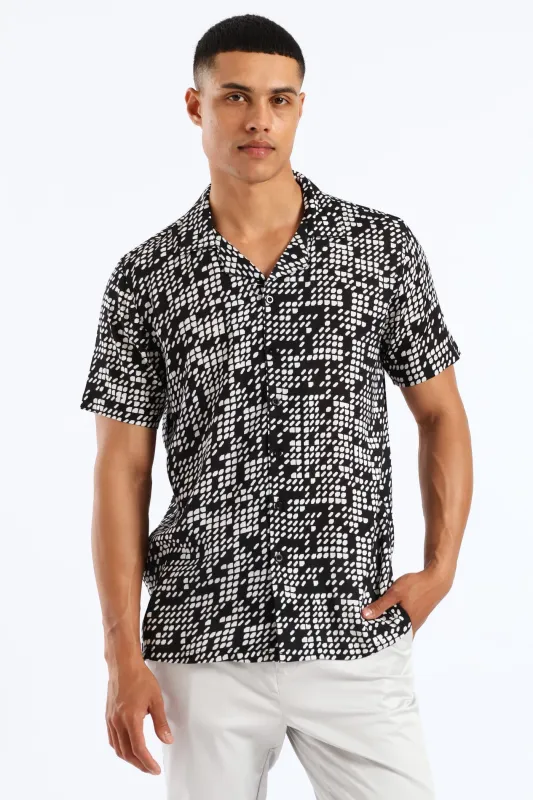 Viscose Geo Print Shirt - Black/White sold by Edgars