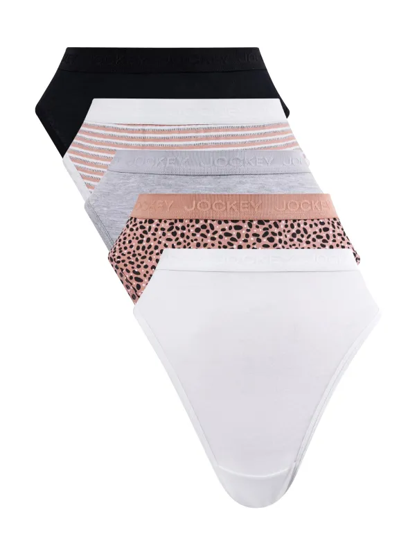 5 Pack Cotton Tonal Hi-Cut Panties - Multi sold by Edgars