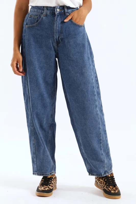 Side Panel Barrel Denim - Mid Blue sold by Edgars