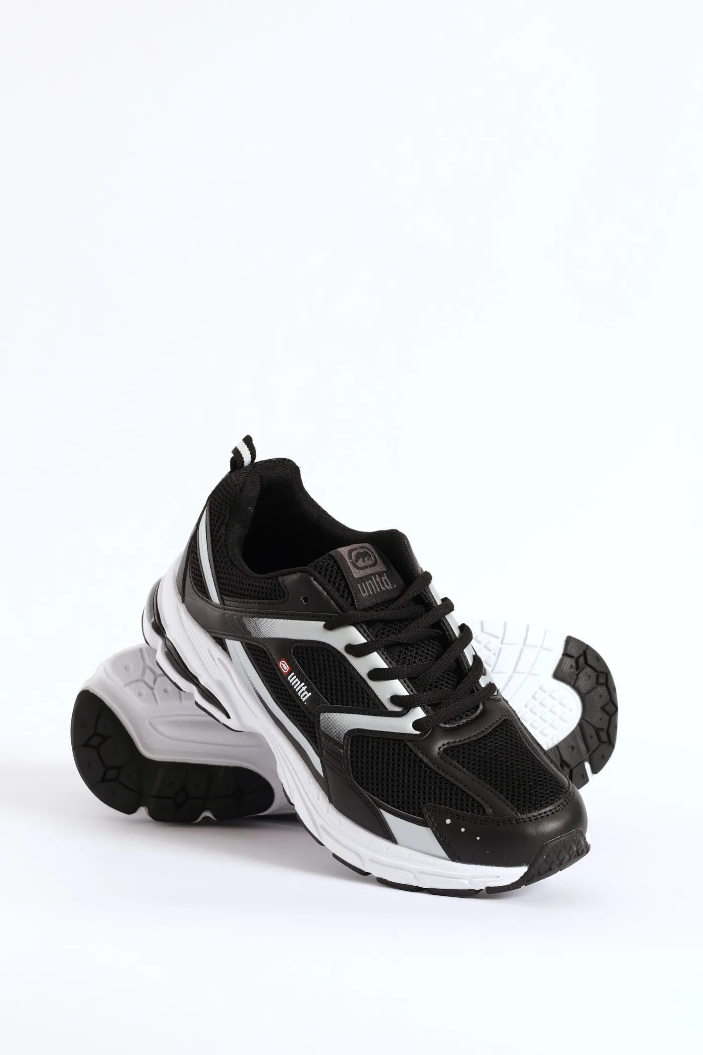 Panelled Lace Up Trainer - Black sold by Edgars
