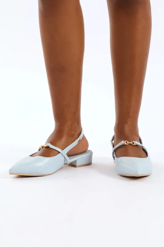 Gold Trim Mary-Jane Slingback - Blue sold by Edgars