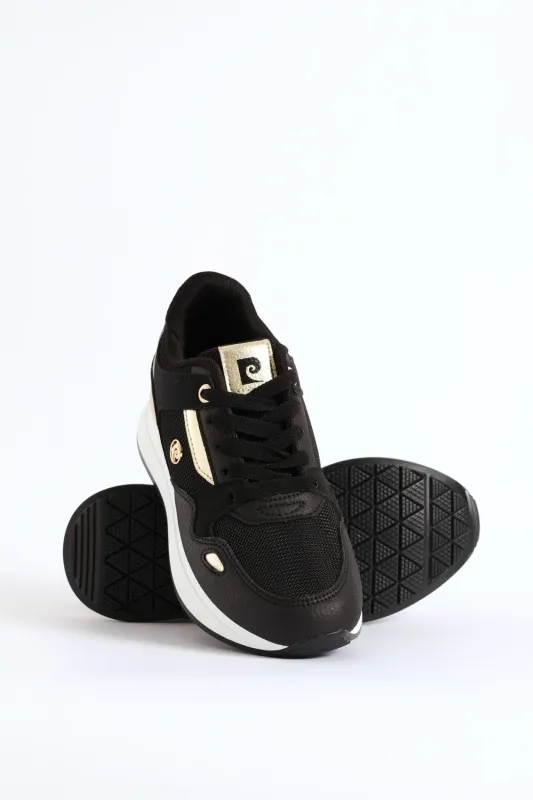Gold Lurex Platform Sneaker - Black sold by Edgars